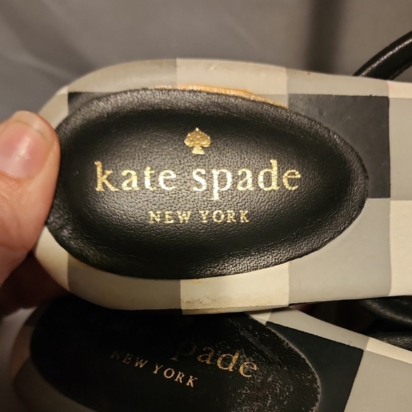 Kate Spade Black and White Check Sandals - Picture 2 of 7